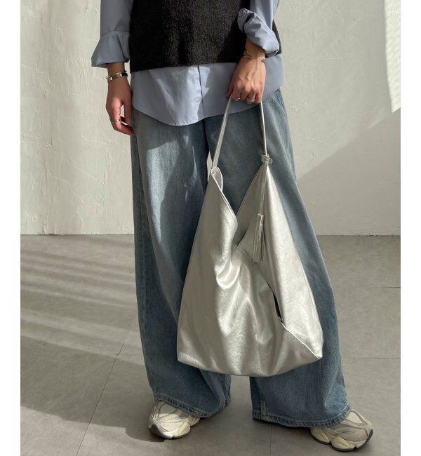 Lbc with Life「洗える合皮三角マチありショルダーバッグ」|その他|シルバー