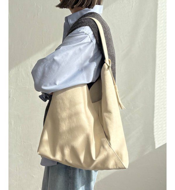 Lbc with Life「洗える合皮三角マチありショルダーバッグ」|その他|アイボリー