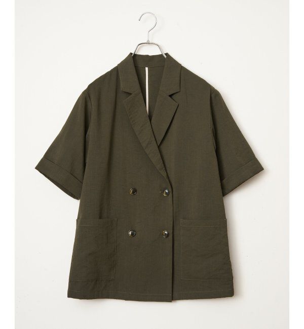 Lbc with Life「リネンライクハーフスリーブジャケット」|テーラードジャケット|