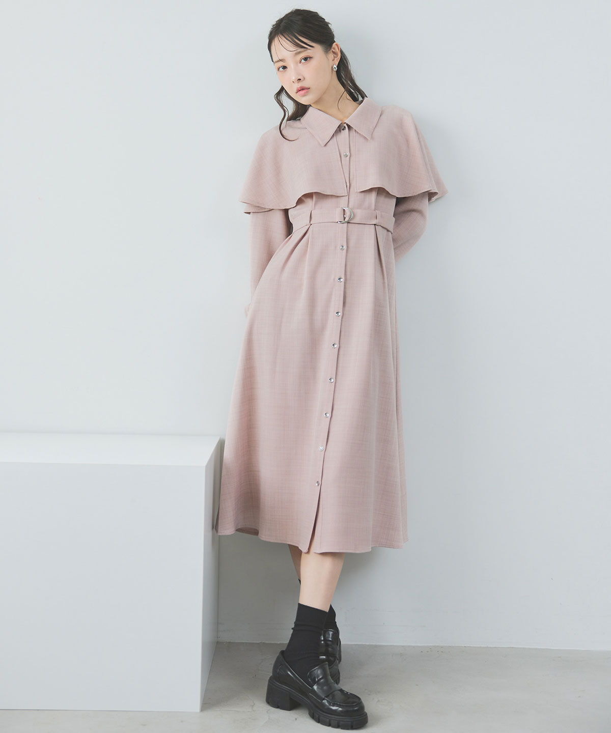 REDYAZEL「ケープライクロングフレアワンピース」|ワンピース|