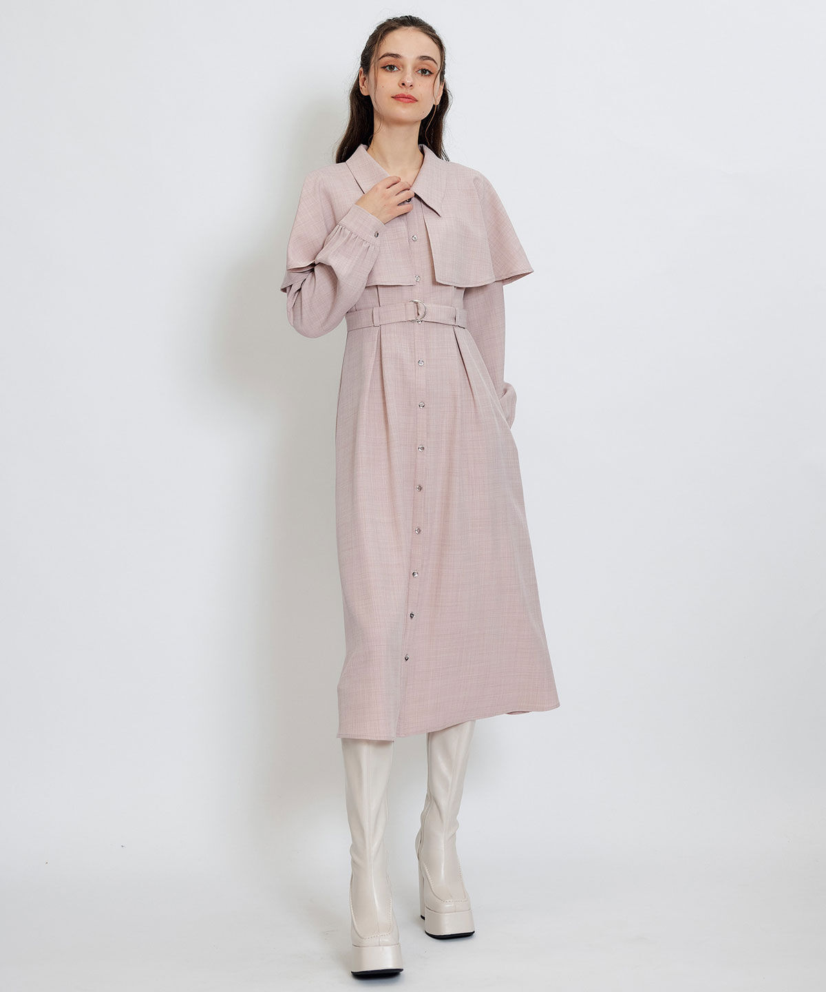 REDYAZEL「ケープライクロングフレアワンピース」|ワンピース|