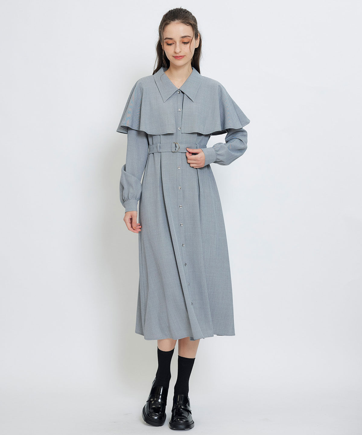 REDYAZEL「ケープライクロングフレアワンピース」|ワンピース|