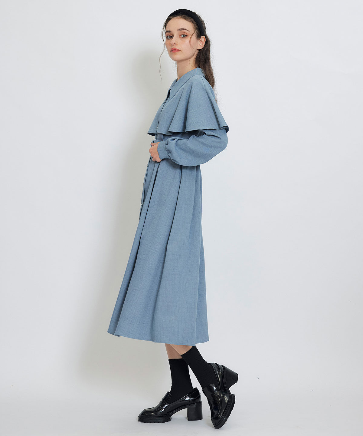 REDYAZEL「ケープライクロングフレアワンピース」|ワンピース|