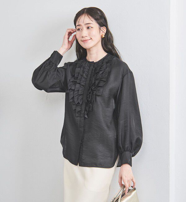 UNITED ARROWS「オーガンジー フリル＆ボウタイ ブラウス」|シャツ・ブラウス|