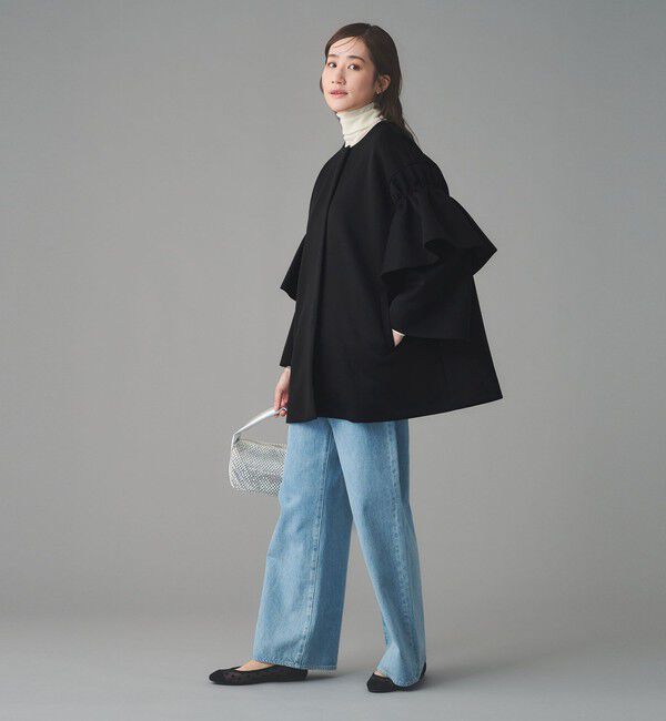 UNITED ARROWS「SPONGY フレアスリーブ コート」|ノーカラーコート|