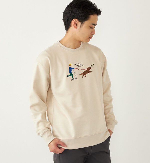 SHIPS Colors 「SHIPS Colors:フェイクスエード (ポリエステル) エンブロイダリー スウェット」|スウェット・ジャージ|ナチュラル