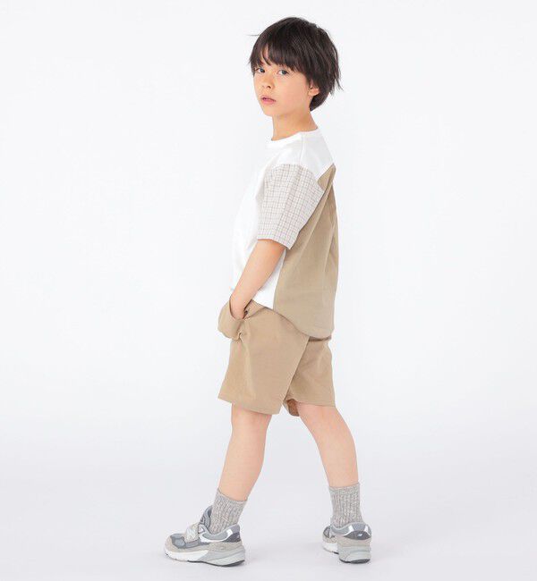 SHIPS KIDS「SHIPS KIDS:100～130cm / チェック 切替 半袖 TEE」|Tシャツ・カットソー|