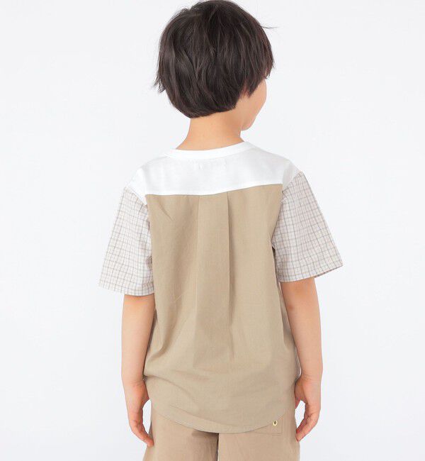 SHIPS KIDS「SHIPS KIDS:100～130cm / チェック 切替 半袖 TEE」|Tシャツ・カットソー|