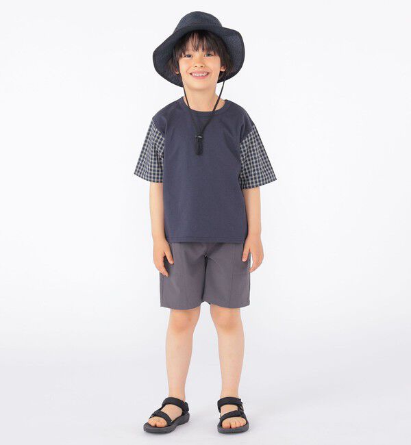 SHIPS KIDS「SHIPS KIDS:100～130cm / チェック 切替 半袖 TEE」|Tシャツ・カットソー|