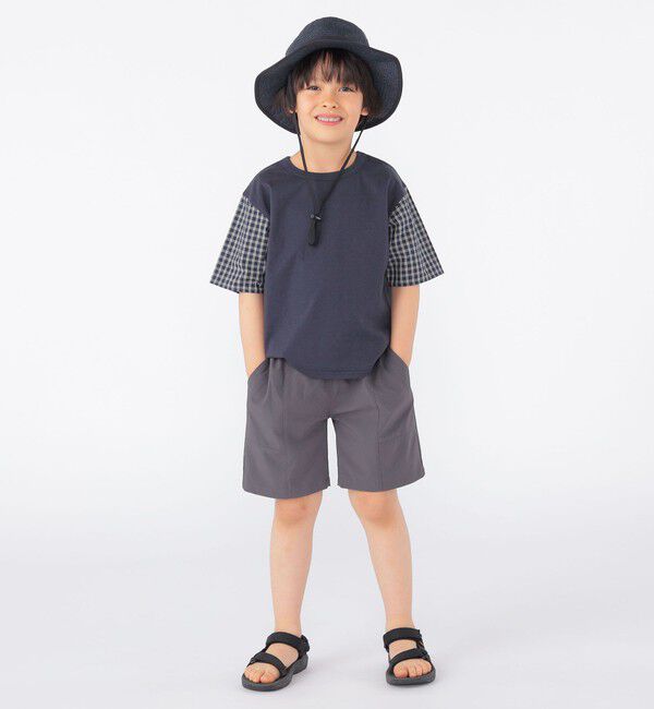 SHIPS KIDS「SHIPS KIDS:100～130cm / チェック 切替 半袖 TEE」|Tシャツ・カットソー|
