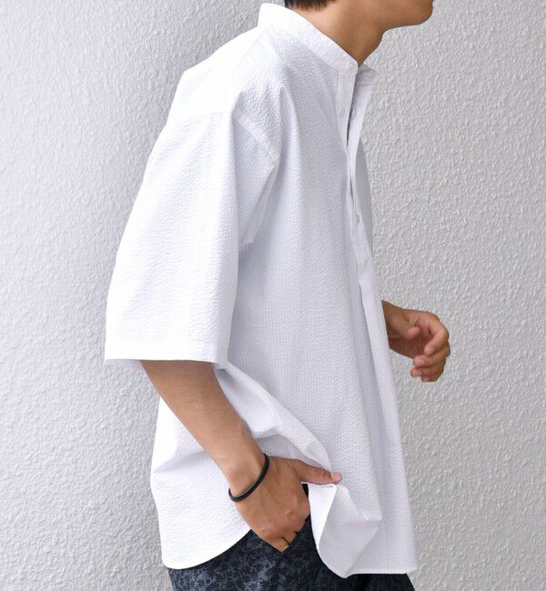 SHIPS any「SHIPS any: シアサッカー ストライプ バンド スキッパー ハーフスリーブ シャツ◇」|シャツ・ブラウス|