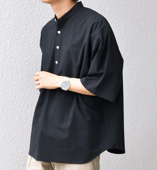 SHIPS any「SHIPS any: シアサッカー ストライプ バンド スキッパー ハーフスリーブ シャツ◇」|シャツ・ブラウス|