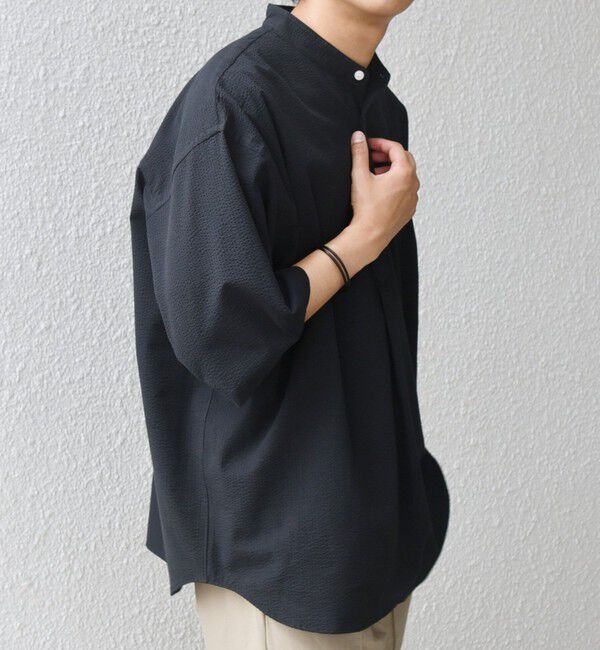 SHIPS any「SHIPS any: シアサッカー ストライプ バンド スキッパー ハーフスリーブ シャツ◇」|シャツ・ブラウス|