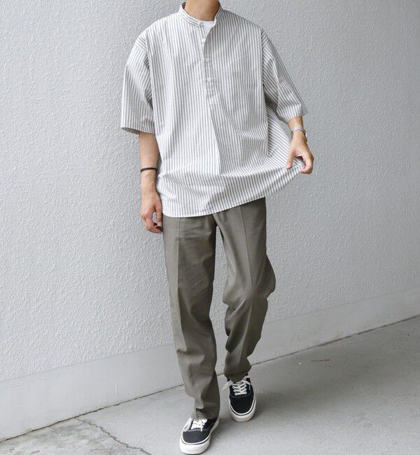 SHIPS any「SHIPS any: シアサッカー ストライプ バンド スキッパー ハーフスリーブ シャツ◇」|シャツ・ブラウス|