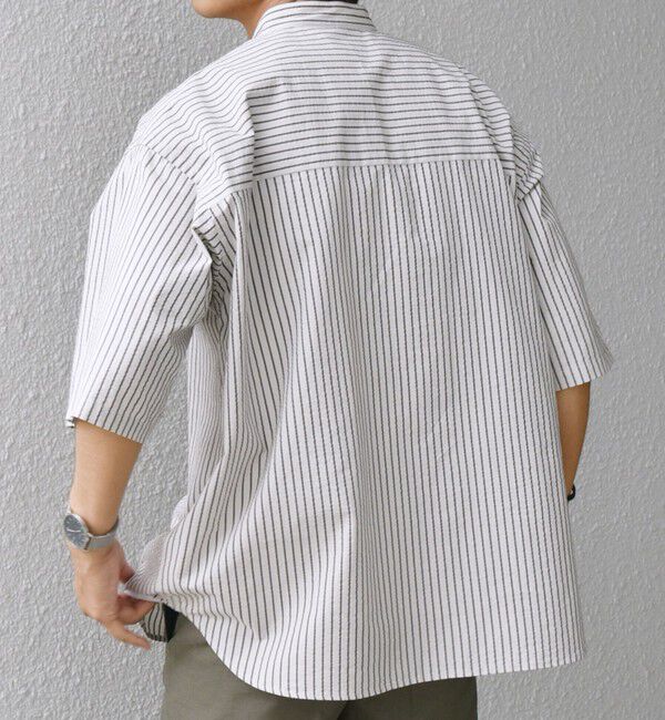 SHIPS any「SHIPS any: シアサッカー ストライプ バンド スキッパー ハーフスリーブ シャツ◇」|シャツ・ブラウス|