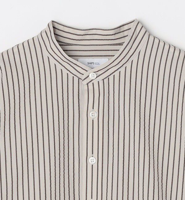 SHIPS any「SHIPS any: シアサッカー ストライプ バンド スキッパー ハーフスリーブ シャツ◇」|シャツ・ブラウス|