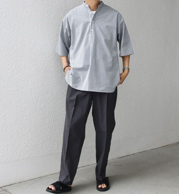 SHIPS any「SHIPS any: シアサッカー ストライプ バンド スキッパー ハーフスリーブ シャツ◇」|シャツ・ブラウス|