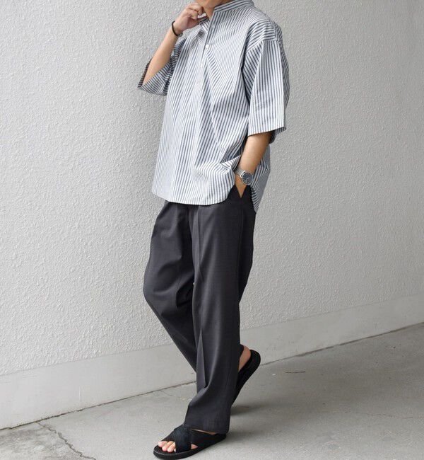 SHIPS any「SHIPS any: シアサッカー ストライプ バンド スキッパー ハーフスリーブ シャツ◇」|シャツ・ブラウス|