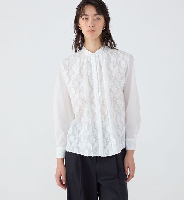 TOMORROWLAND collection「リーフカットジャカード コンビネーションブラウス」|シャツ・ブラウス|