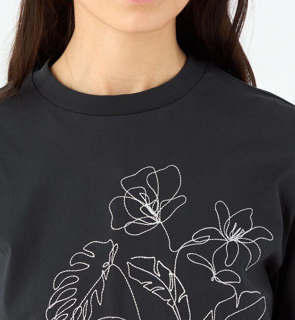 MACPHEE「ボタニカルエンブロイダリー ハーフスリーブTシャツ」|Tシャツ・カットソー|