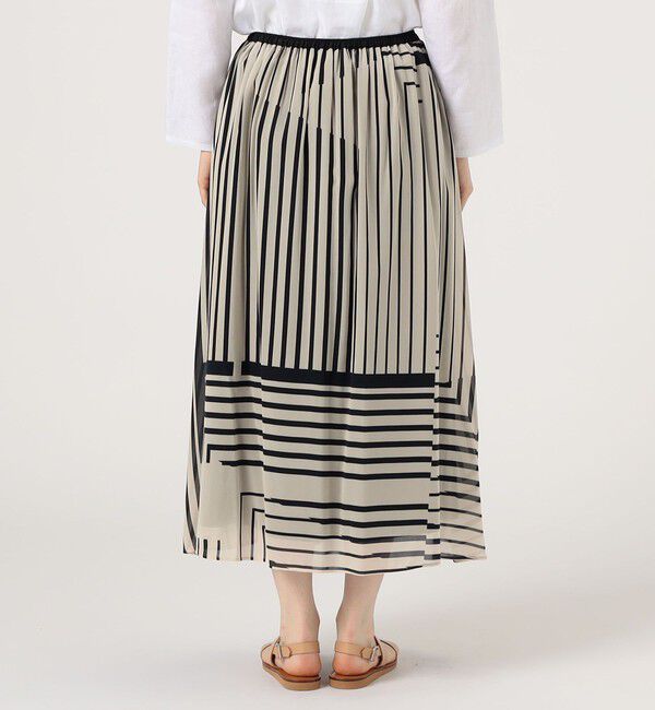 GALERIE VIE「ストライプシルクストレッチ イージータックスカート」|フレア|