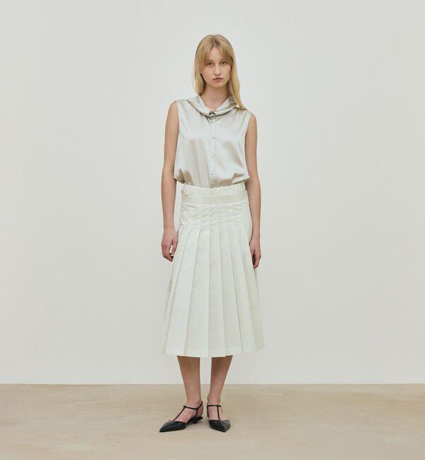 DES PRES「シルクストレッチサテン スカーフネックブラウス」|シャツ・ブラウス|