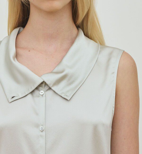 DES PRES「シルクストレッチサテン スカーフネックブラウス」|シャツ・ブラウス|