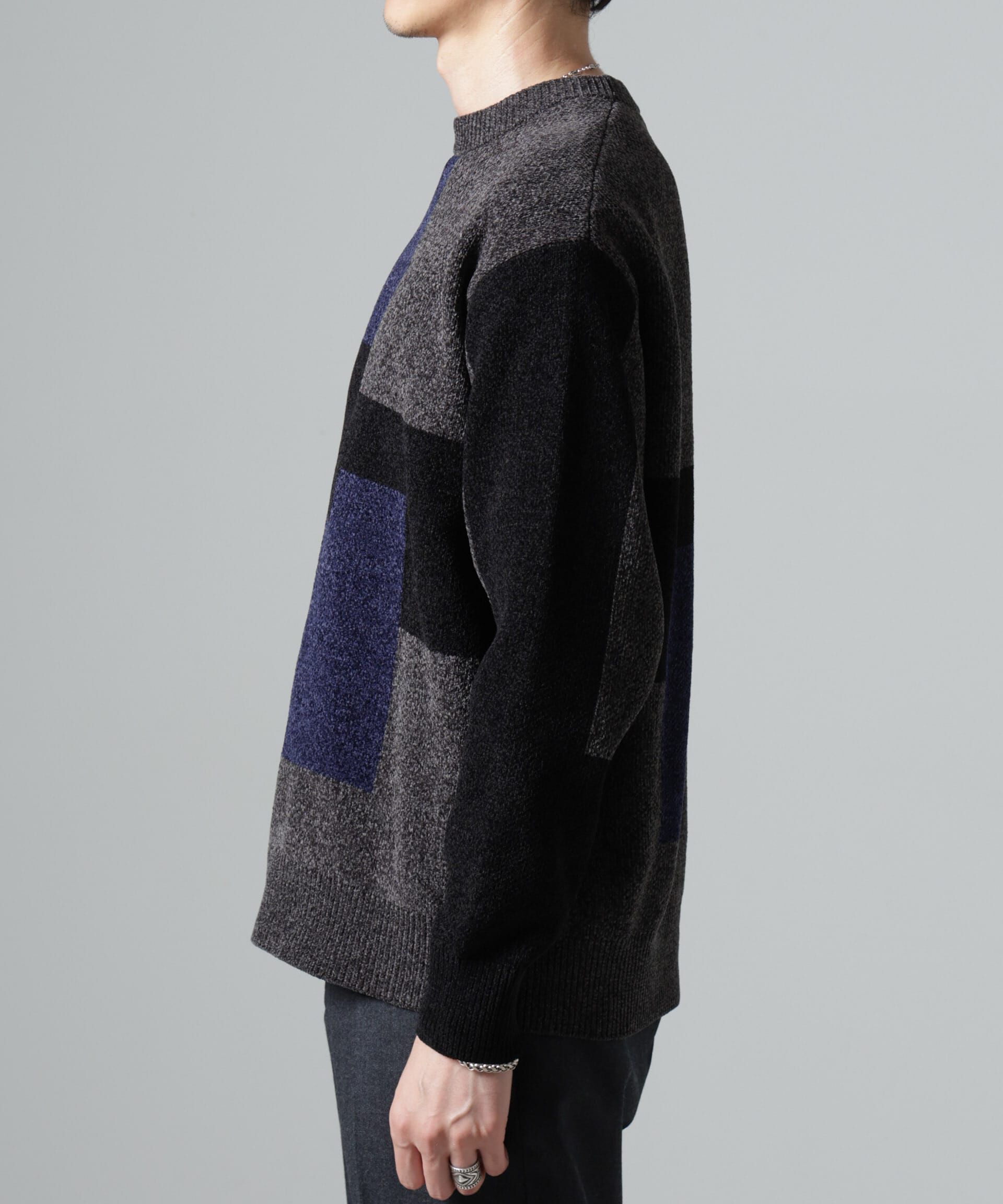 nano･universe「モールヤーンカラーブロッキングクルーネックニット」|ニット・セーター|