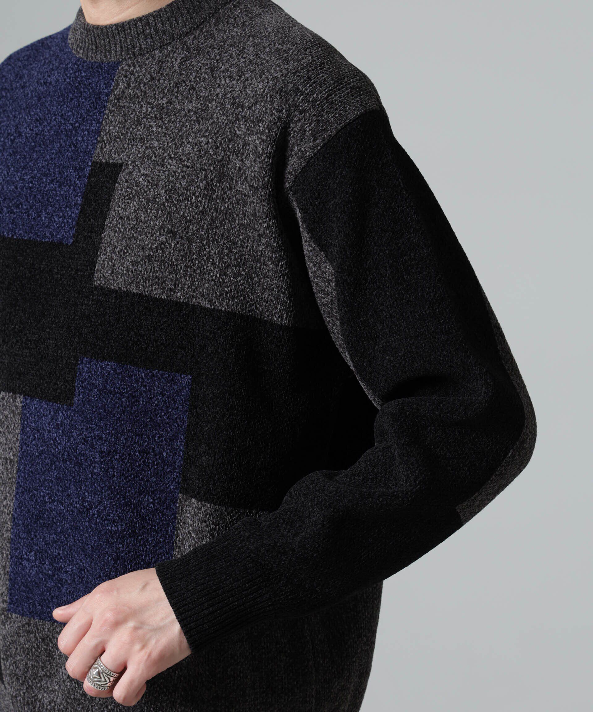 nano･universe「モールヤーンカラーブロッキングクルーネックニット」|ニット・セーター|
