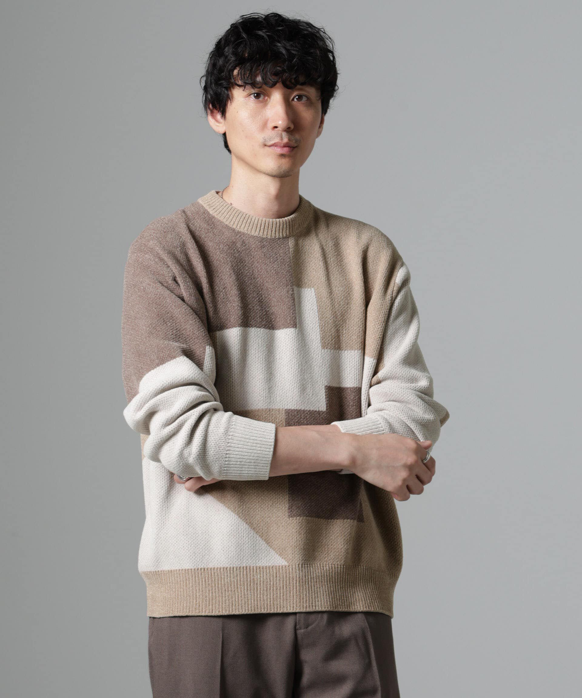 nano･universe「モールヤーンカラーブロッキングクルーネックニット」|ニット・セーター|エクリュ4