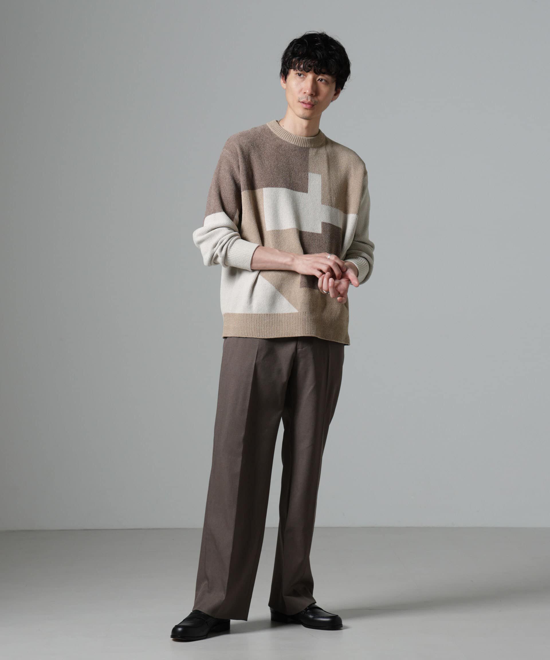 nano･universe「モールヤーンカラーブロッキングクルーネックニット」|ニット・セーター|