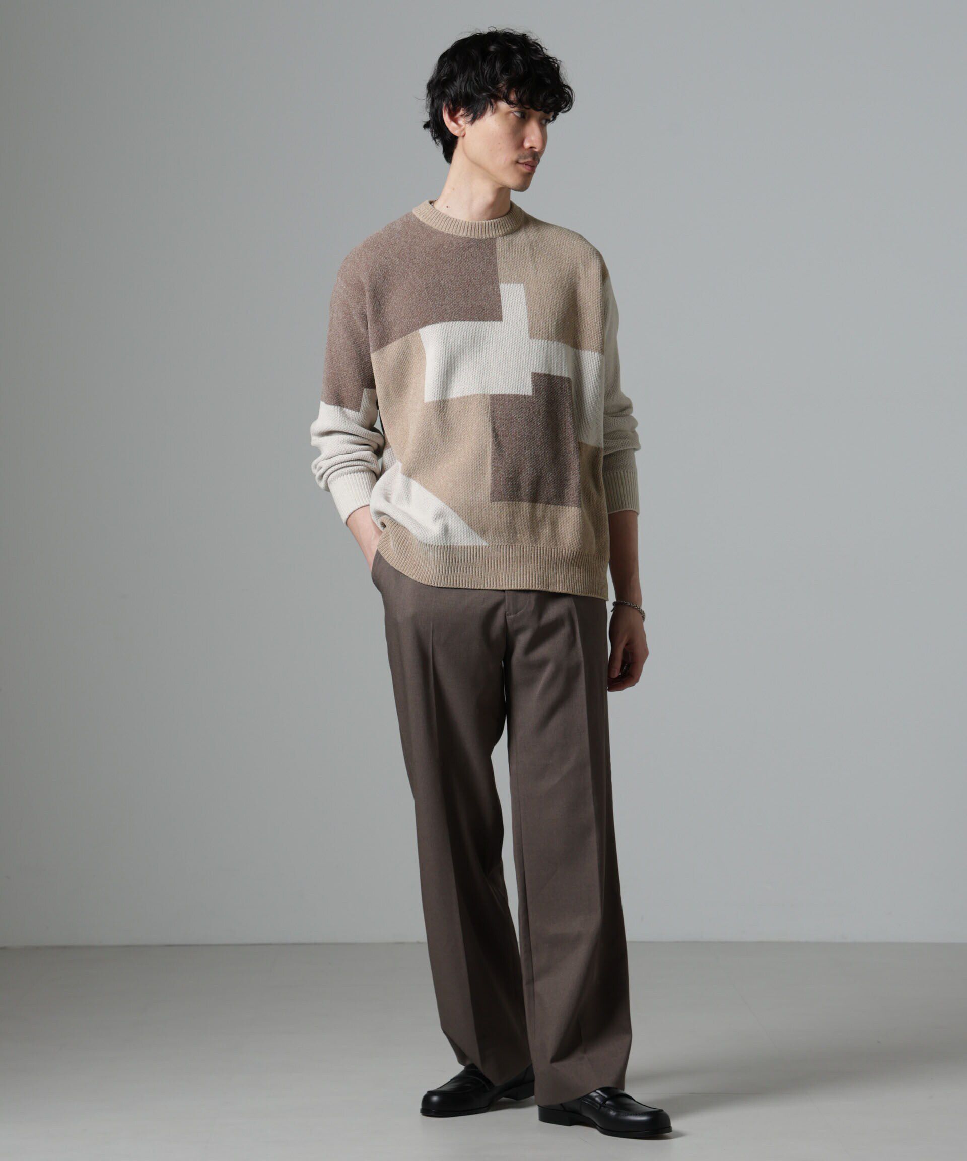 nano･universe「モールヤーンカラーブロッキングクルーネックニット」|ニット・セーター|