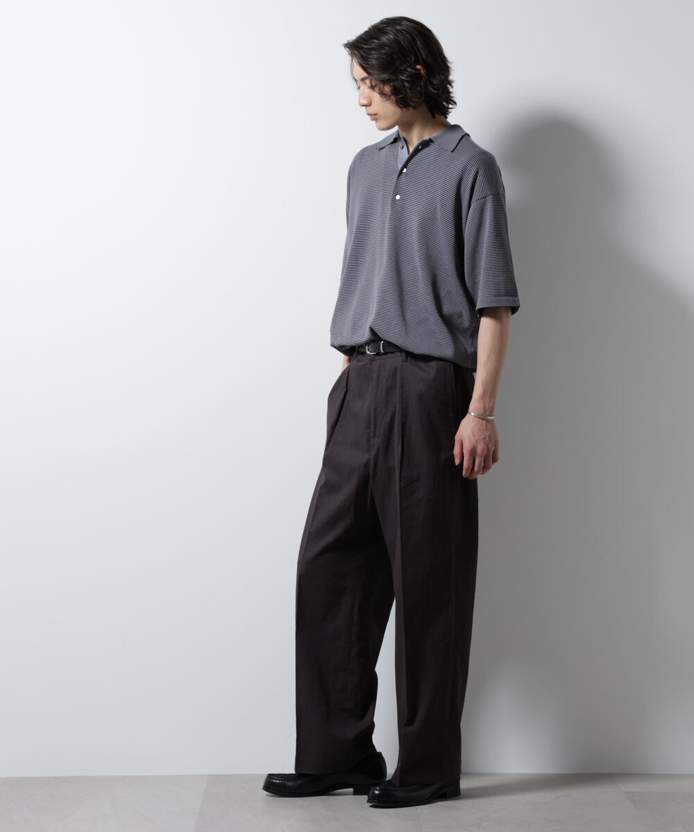 nano･universe「ハイゲージマイクロボーダーニットポロ」|ニット・セーター|