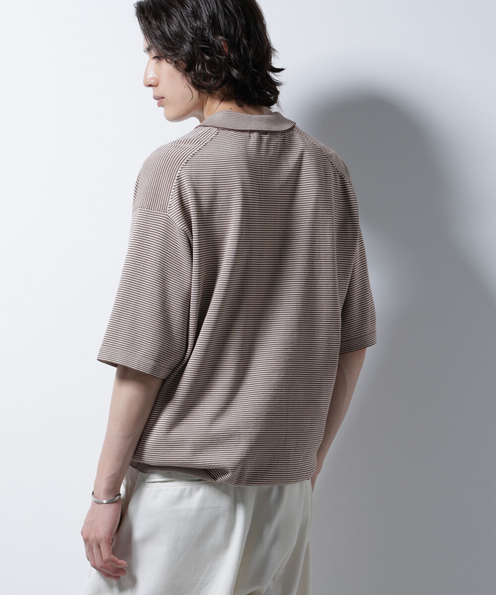 nano･universe「ハイゲージマイクロボーダーニットポロ」|ニット・セーター|