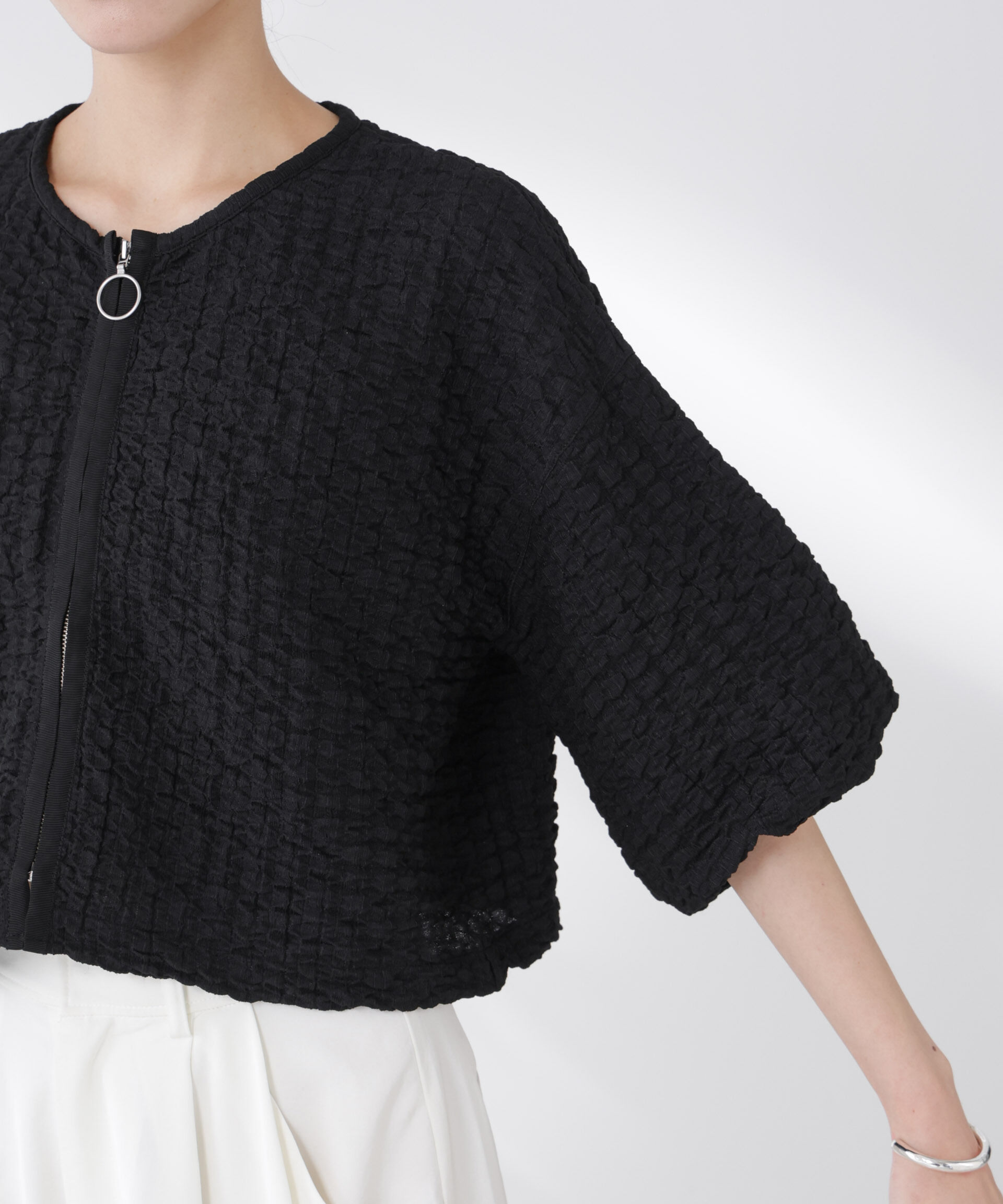 nano･universe「フクレシャーリングzipカーディガン」|Tシャツ・カットソー|