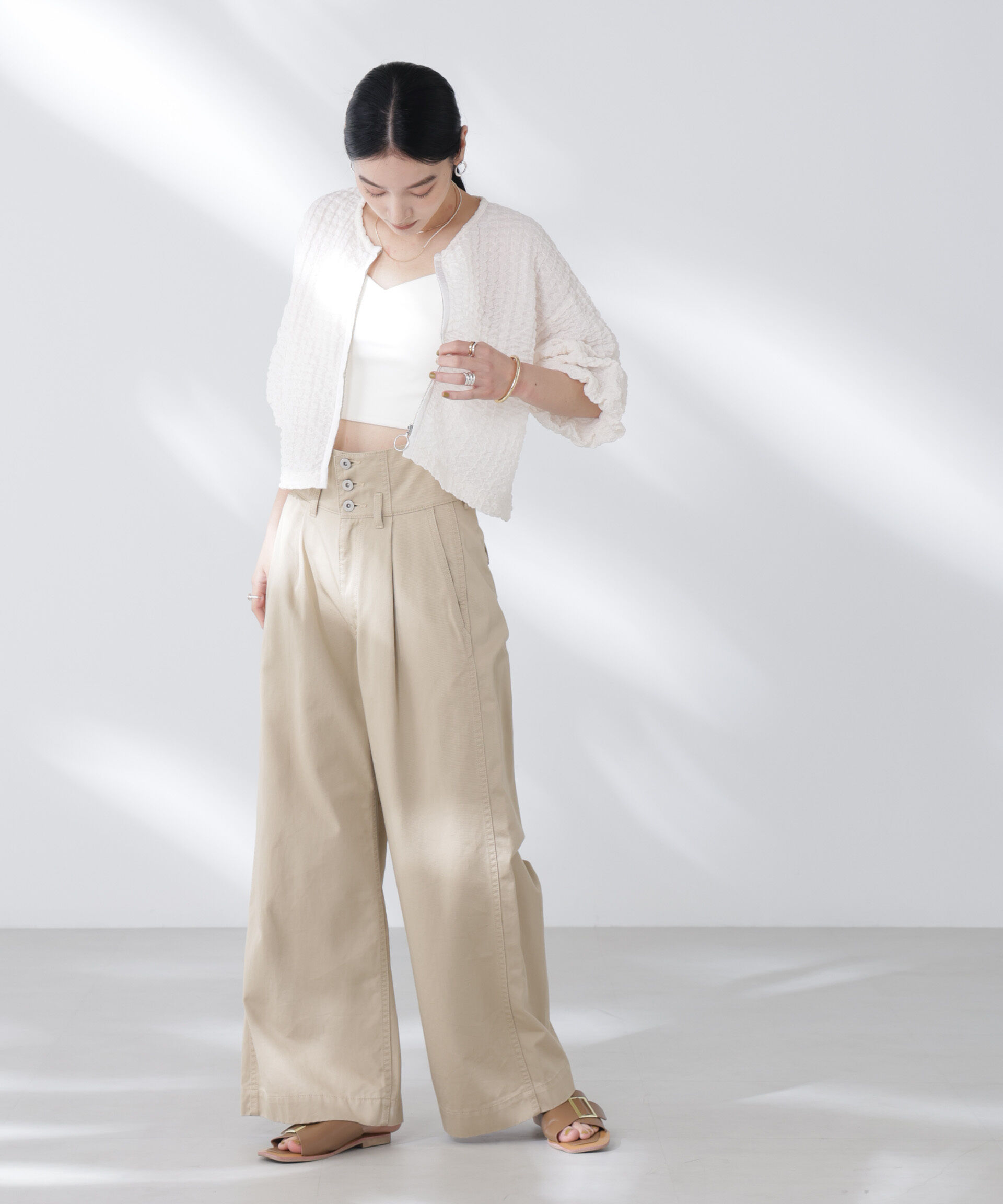 nano･universe「フクレシャーリングzipカーディガン」|Tシャツ・カットソー|