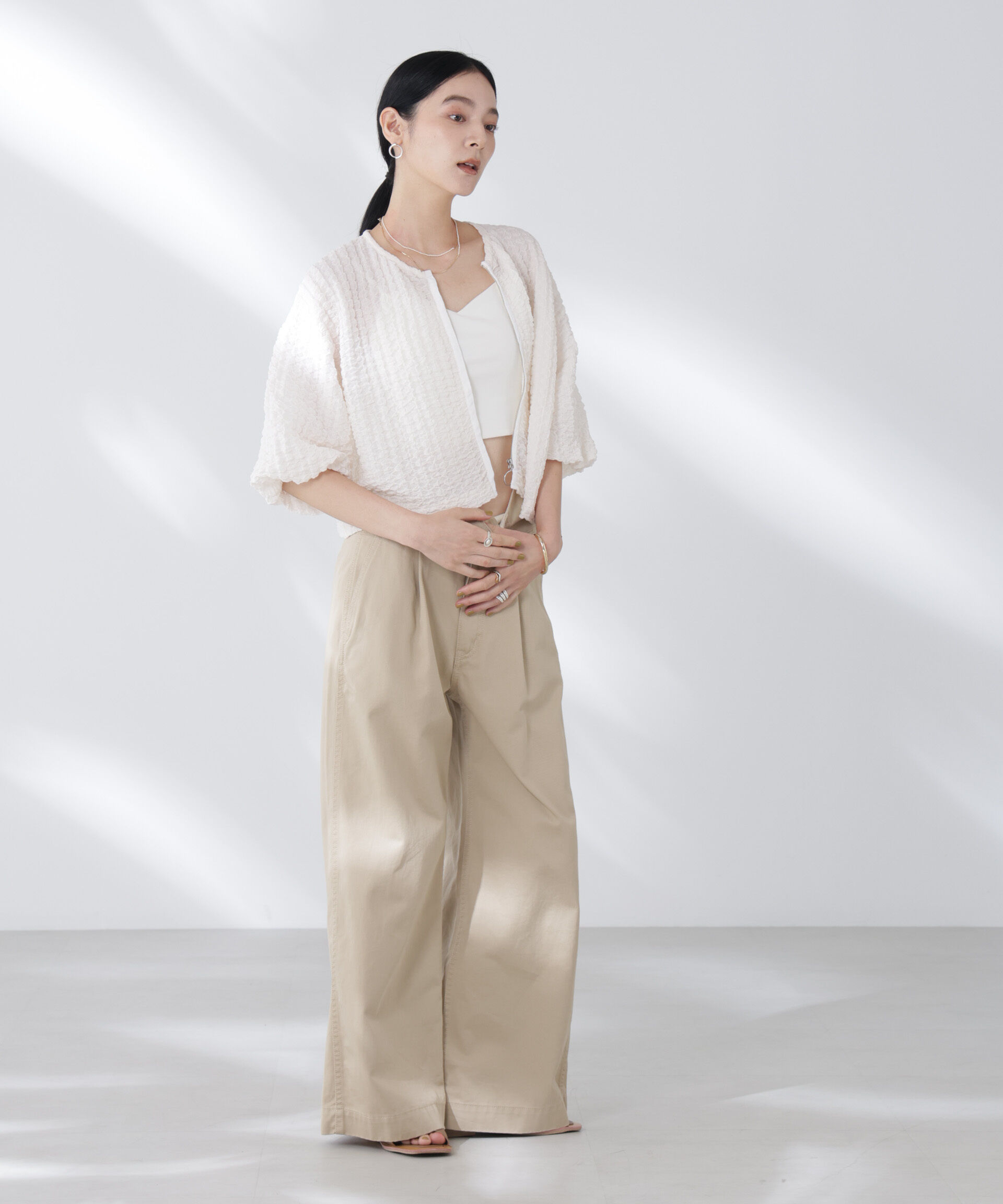 nano･universe「フクレシャーリングzipカーディガン」|Tシャツ・カットソー|