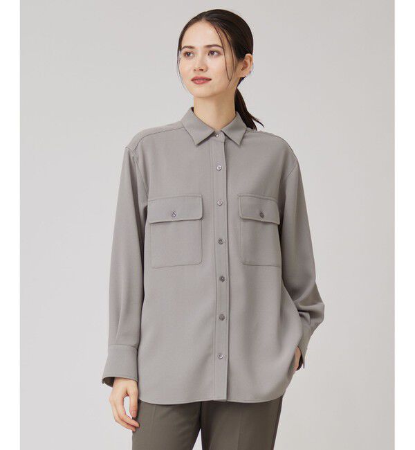 自由区「【洗える】ハイツイストシャツ ブラウス」|シャツ・ブラウス|グレー