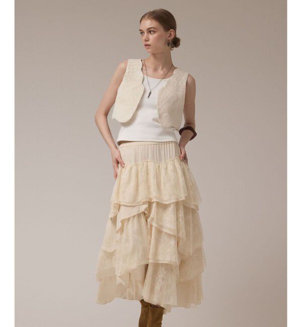 GRACE CONTINENTAL「レースコンビティアードスカート」|スカート|キナリ