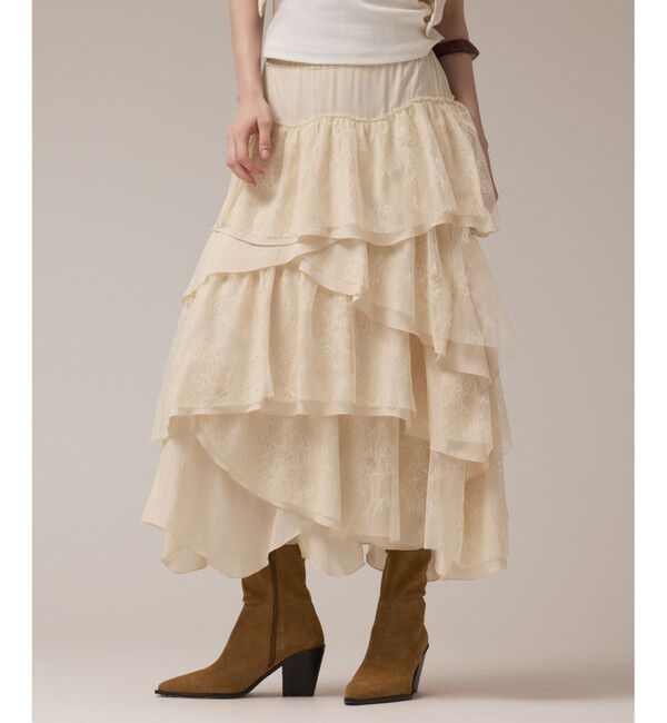 GRACE CONTINENTAL「レースコンビティアードスカート」|スカート|