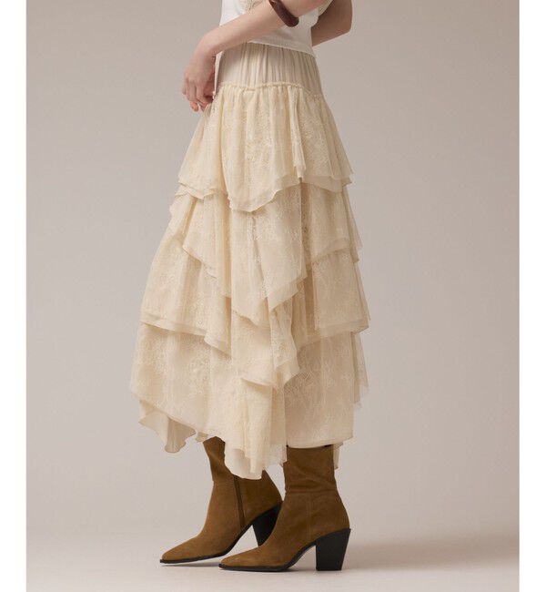 GRACE CONTINENTAL「レースコンビティアードスカート」|スカート|