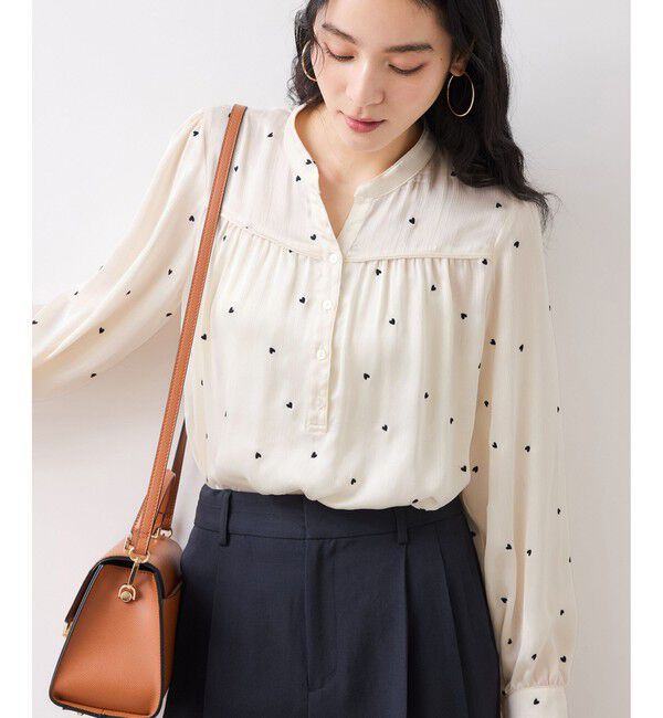 VIS「ハートモチーフ刺繍ブラウス/イージーケア」|シャツ・ブラウス|