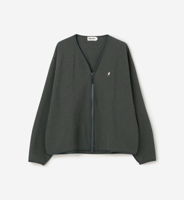  「Gymphlex | ワッフル Vネックジップカーディガン MEN」|カーディガン|CHARCOAL