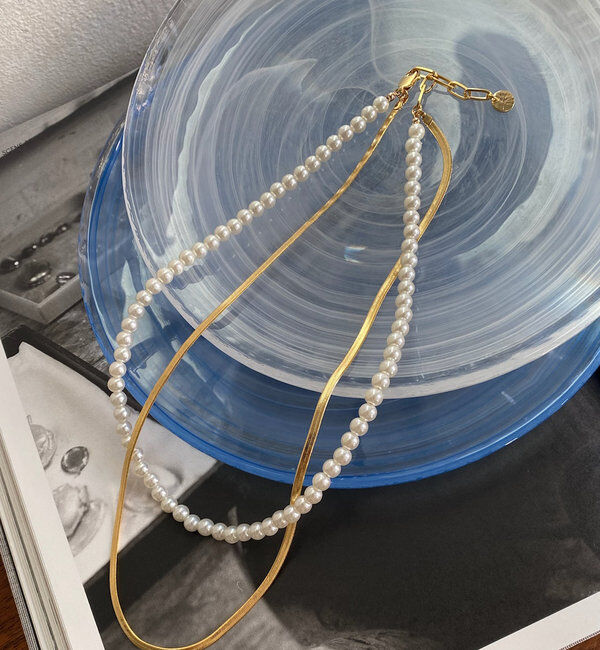  「【追加生産！】パール&times;チェーンネックレス」|ネックレス|