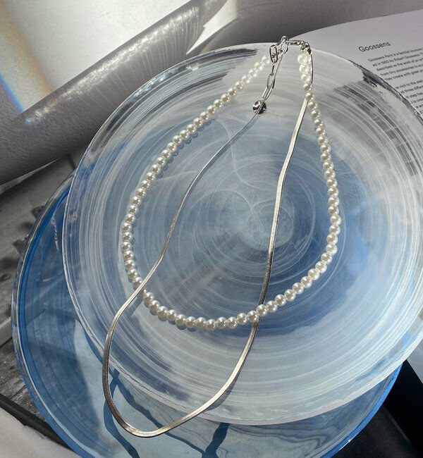  「【追加生産！】パール&times;チェーンネックレス」|ネックレス|