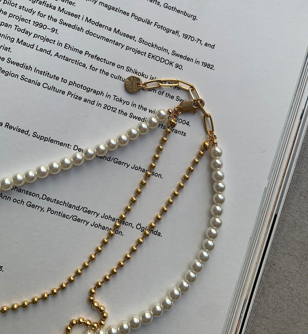  「パール&times;ボールチェーンネックレス」|ネックレス|