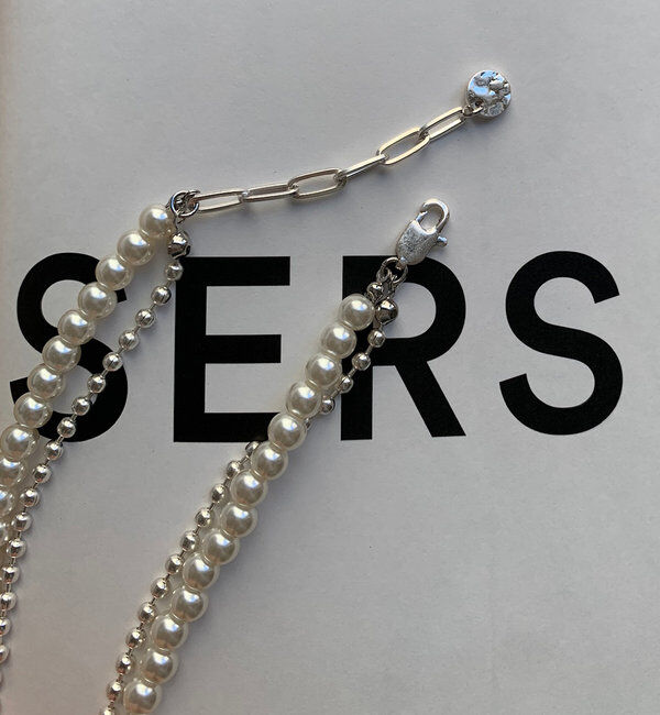  「パール&times;ボールチェーンネックレス」|ネックレス|