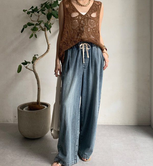  「刺繍前後2WAYレースタンク」|シャツ・ブラウス|