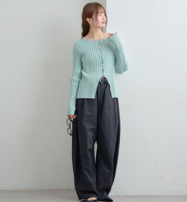  「ラウンドスリットリブカーディガン」|カーディガン|