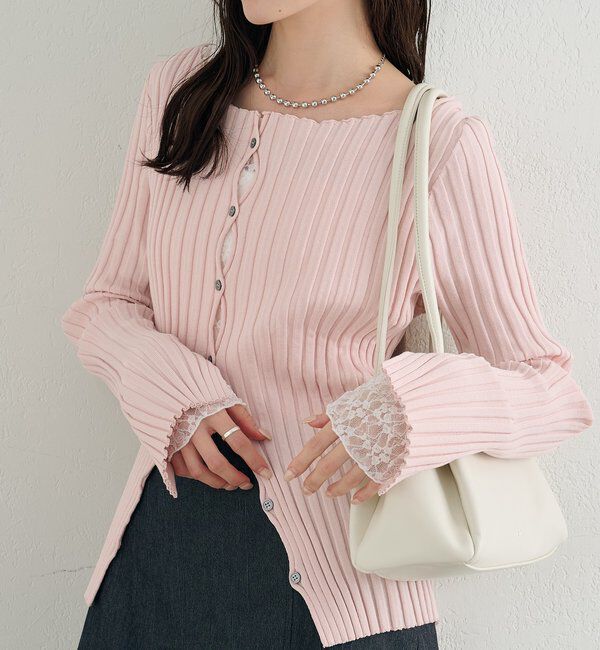  「ラウンドスリットリブカーディガン」|カーディガン|